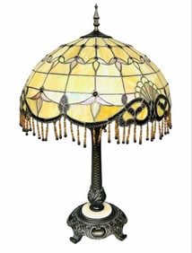 Art Nouveau Style Leaded Glass Parlor Lamp 20"X31"