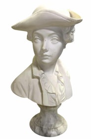 Alabaster Or Marble Victorian Style Bust Of Young Boy 9.5"X11"X17"