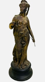 Victorian Woman Or Greek goddess Figure With Bronze Wash 5"X5"X13.5"