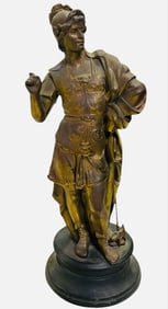 Victorian Figure Of Roman Soldier With Gold Wash 5"X5"X13.5"