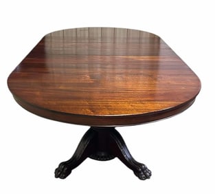 Victorian RJ Horner Style Mahogany 60" Claw Foot Banquet Table It Has A Fluted Base With