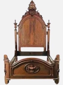 Exceptional Rosewood Mitchell And Rammelsberg Carved Tall Post Bed; Has Beautiful Carved Crest And