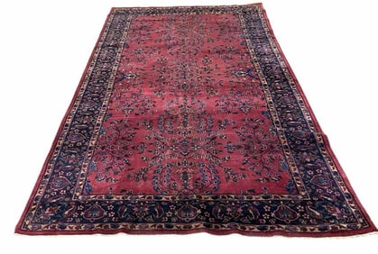 Persian Sarouk Style Hand Knotted Runner With A Geometric Design 68"X140"