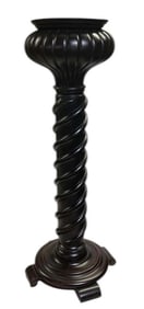 Victorian Barley Twist Plant Stand Or Pedestal With Fluted Carved Top 12"X12"X38"