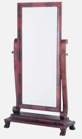 Empire Mahogany Claw Foot Chevel Or Dressing Mirror 16"X38"X69"