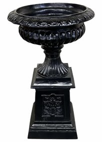 Victorian Style Metal Garden Urn. Matches Lot 163. 25"X25"X43"