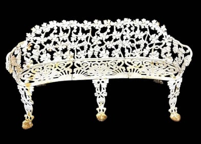 Oversized Cast Iron Victorian Style Garden Bench. 13"X57"X28"