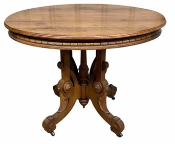 Victorian Walnut Carved Parlor Table Attributed To Thomas Brooks 28"X37"X29"