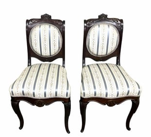 Pair Of Rosewood Victorian Parlor Chairs 16"X18"X34"