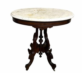 Victorian Marble Top Parlor Table; Top Has Some Staining 22"X29"X31"