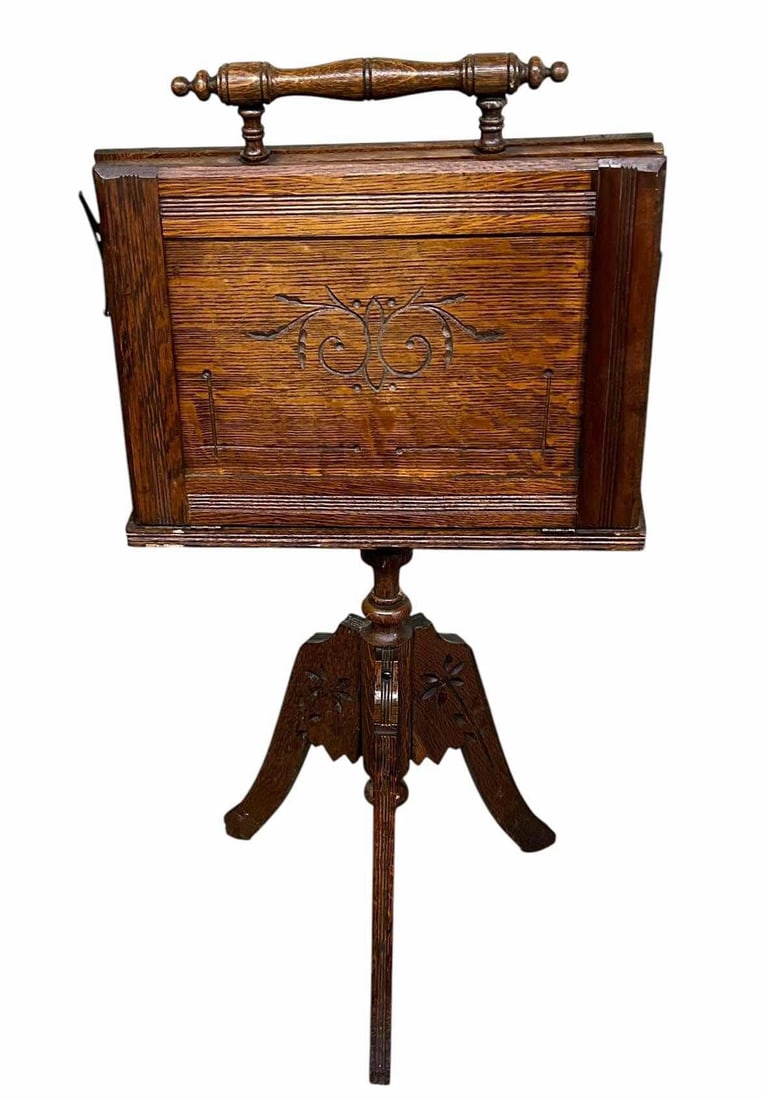 Victorian Oak Parlor Magazine Rack 14"X16"X36" (1 of 4)