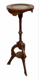 Walnut Victorian Marble Top Plant Stand 12"X36"