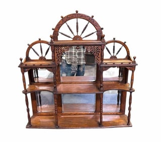 Oak Victorian Stick And Ball Style Hanging Shelf 9"X38"X40"