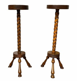 Pair Of Victorian Stick And Ball Style Pedestals 10"X10"X28"
