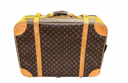 Louis Vuitton Suitcase With Leather Trim And Tag 7"X26"X22"