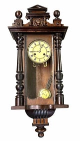 Victorian Style Walnut Parlor Clock With Carved Crest And Column Front 7"X14"X31"