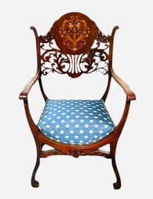Victorian Style Inlaid Parlor Chair 16"X21"X36"