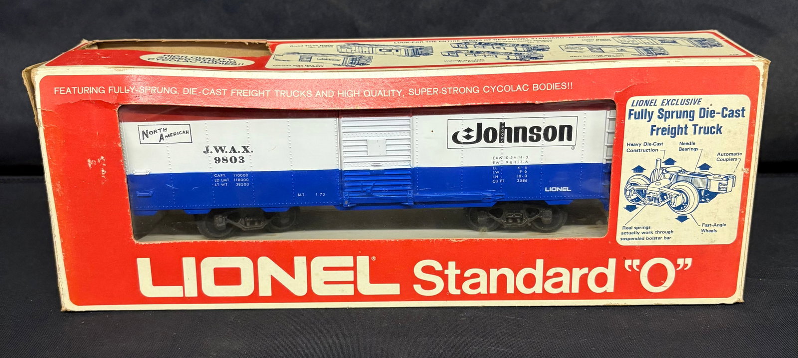 Lionel Johnson Wax Box Car 6-9803 Standard "O" With Original Box 11": Lionel Johnson Wax Box Car 6-9803 Standard "O" With Original Box 11"
