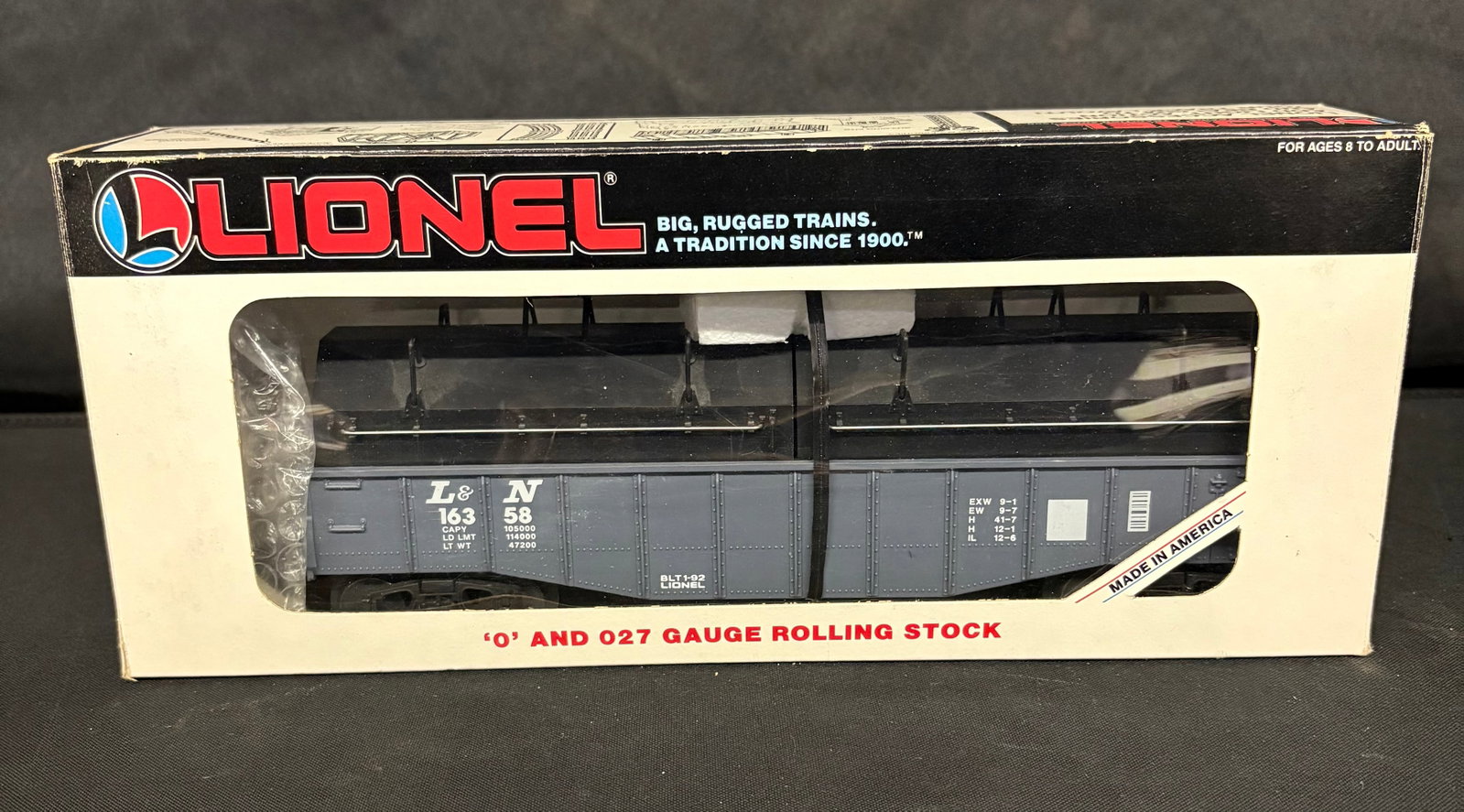 Lionel Louisville - Nashville Gondola With Coil Covers 6-16358 With Original Box 12": Lionel Louisville - Nashville Gondola With Coil Covers 6-16358 With Original Box 12"