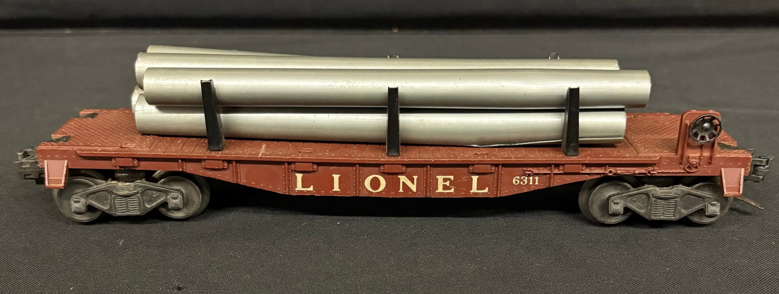 Lionel No. 6311 Pipe Car With Original Pipes 11": Lionel No. 6311 Pipe Car With Original Pipes 11"