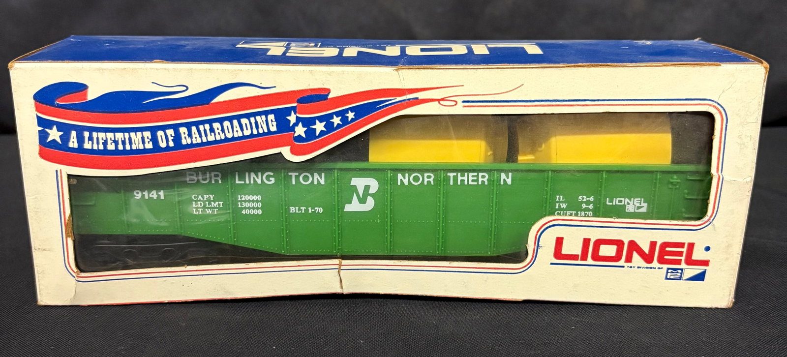Lionel No. 9141 Burlington Northern Gondola With Original Box 10": Lionel No. 9141 Burlington Northern Gondola With Original Box 10"