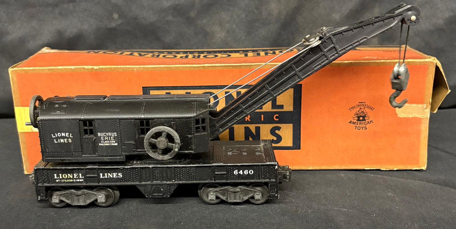 Lionel No. 6460 Operating Work Crane Bucyrus Erie Crane Car Lionel Lines With Original Box 12" (1 of 12)