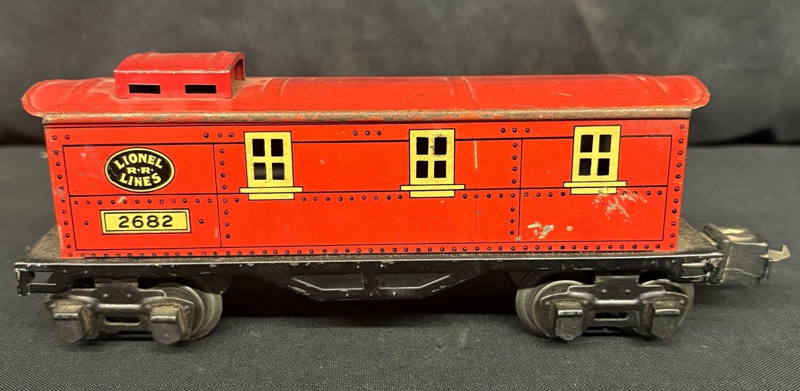 Lionel No. 2682 Lionel R.R. Lines Lithographed TIn Boxcar 9": Lionel No. 2682 Lionel R.R. Lines Lithographed TIn Boxcar 9"