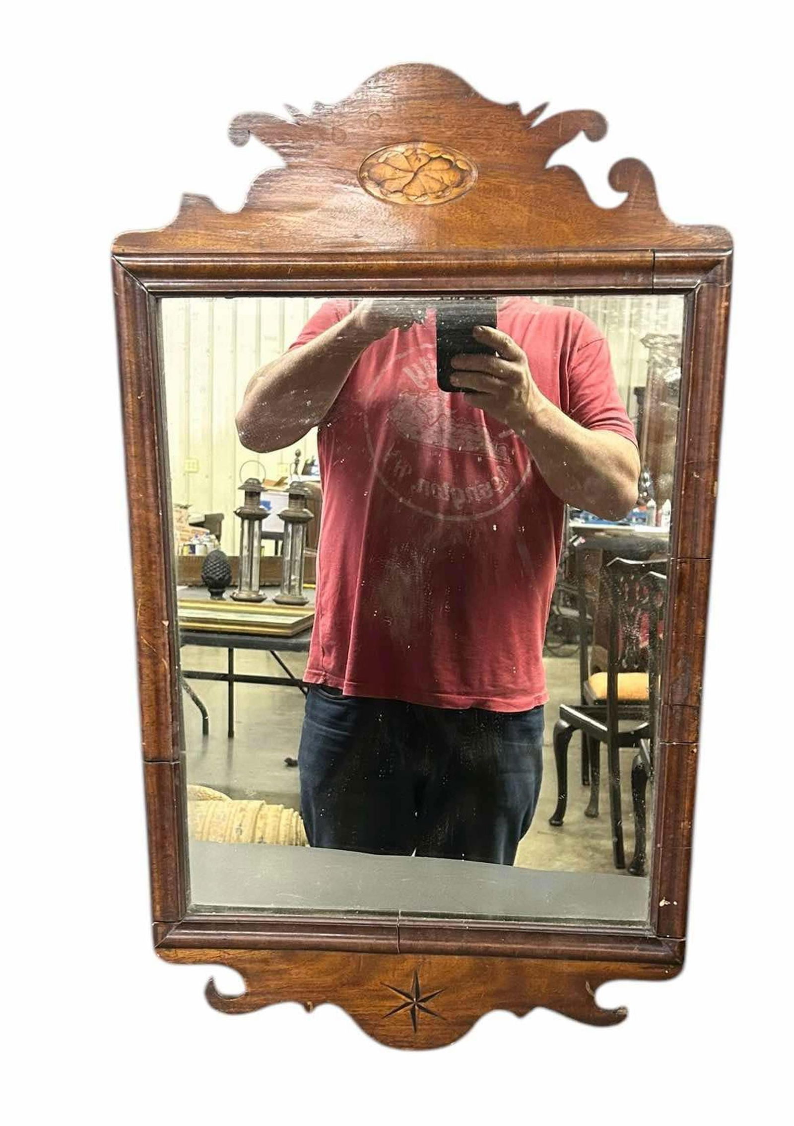 Early Inlaid Wall Mirror 16"X28" (1 of 4)