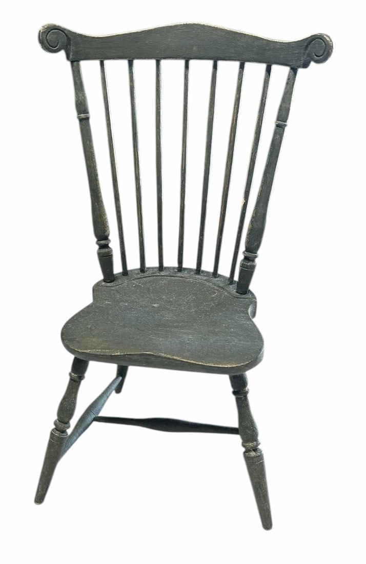 Windsor Style Salesman Sample Chair In Green Paint 4"X6"X10"