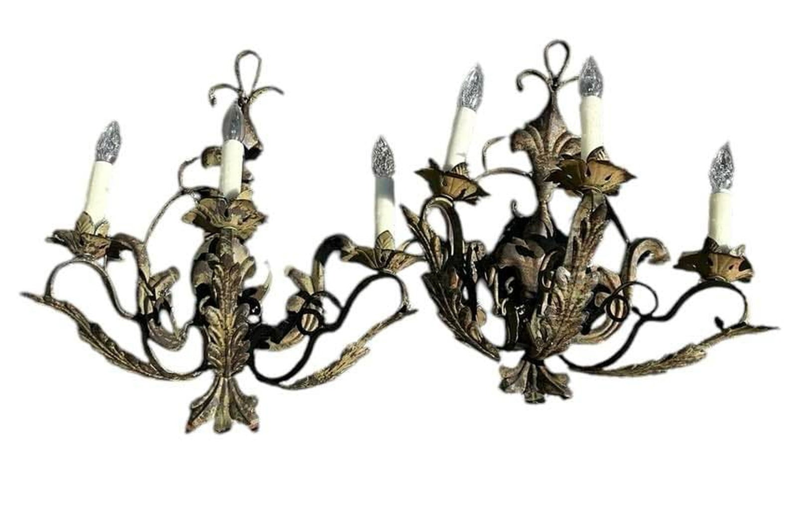 Pair Of Tin Wall Sconces 20"X22": Pair Of Tin Wall Sconces 20"X22"