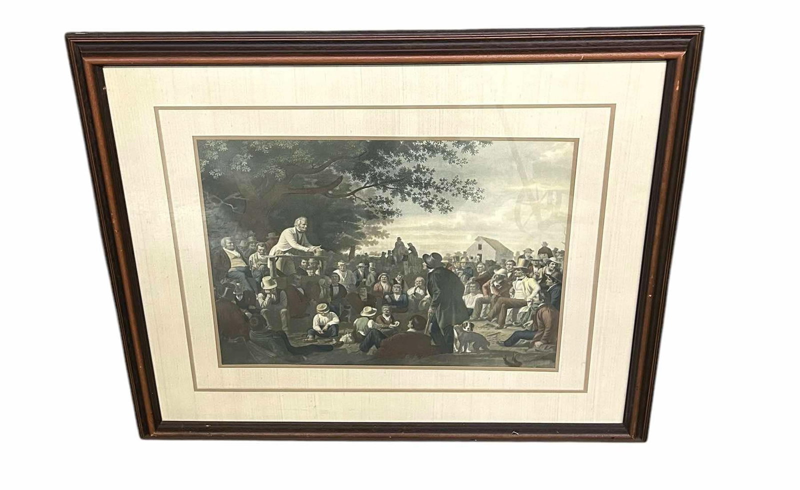 Etching In Walnut Frame 38"X33": Etching In Walnut Frame 38"X33"