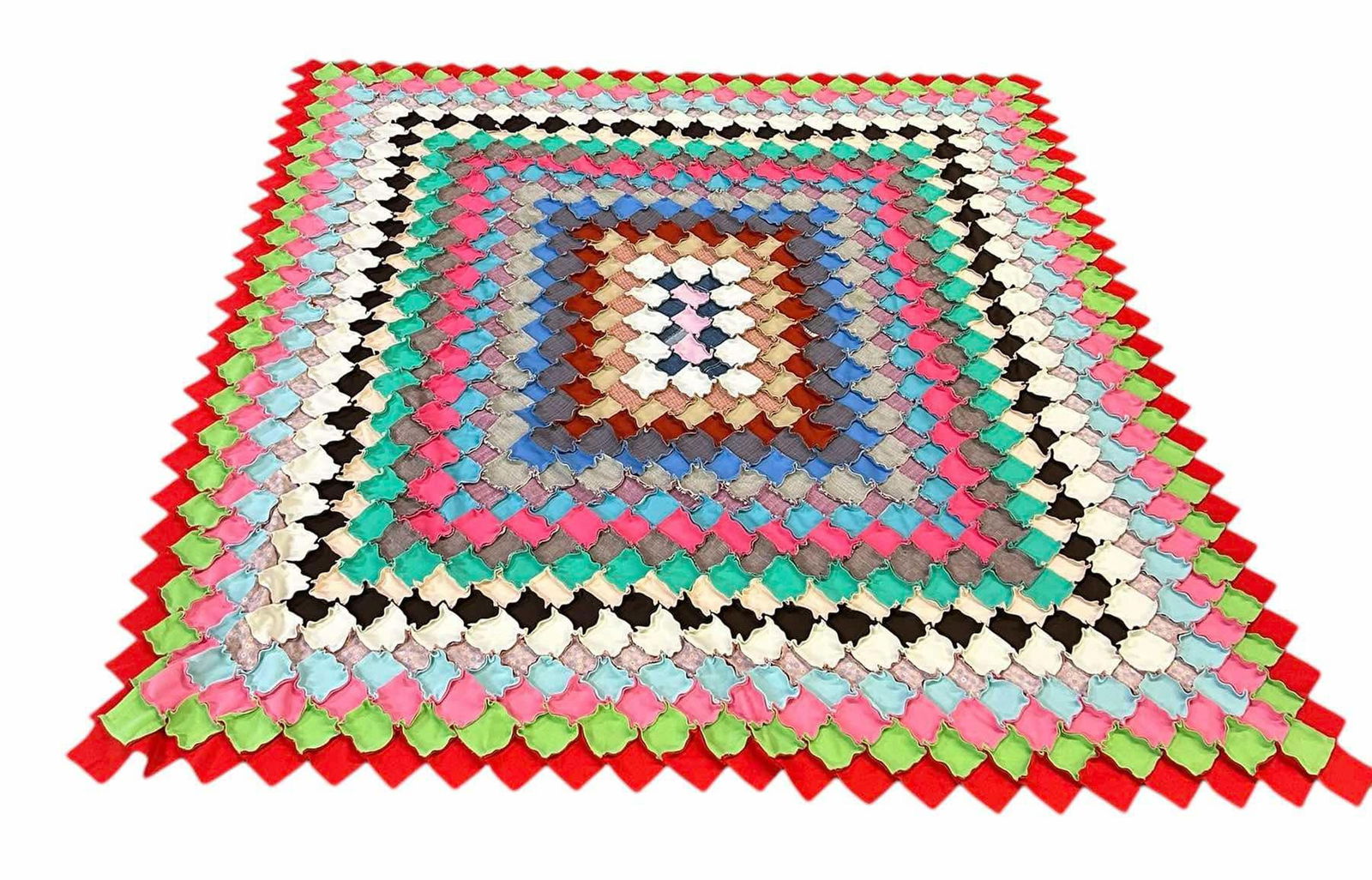 Hand Sewn Around The World Pattern Quilt Top 72"X79" (1 of 3)