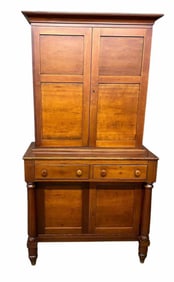 Early Cherry Jackson Press With Full Column Front On Base And Blind Door Top Out Of Jefferson