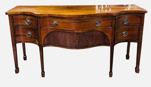 Early Period Hepplewhite Sideboard With Tambour Doors On Tall Legs. 27"X72"X36"