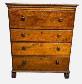 Early Four Drawer Walnut Chest With Dovetail Case 22"X40"X49"