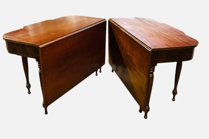 Early Pair Of Cherry Federal Style Banquet Ends On Turned Legs Came From A Fayette County, Kentucky