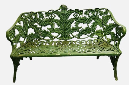 Fern Pattern Metal Garden Bench 17"X48"X30"