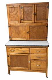 Oak Hoosier Style Kitchen Cabinet With Porcelain Top Made By The Wilson Kitchen Cabinet Company