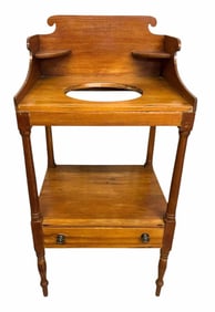 Early Federal Style Washstand With Drawer In Bottom On Tall Turned Legs 17"X20"X34"