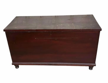 Early Red Painted Blanket Chest On Turned Legs Retains Its Original Red Paint 20"X45"X25"
