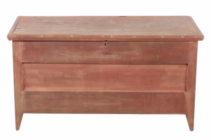 Early Red Wash Blanket Chest On Tall Hepplewhite Base 21"X24"X44"