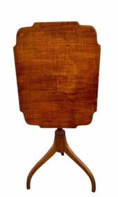 Early Tiger Maple Federal Tilt Top Tea Table With Arched Tripod Base 18"X24"X41"