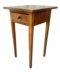 Early Walnut Hepplewhite One Drawer Work Table On Tall Legs 17"X17"X28"