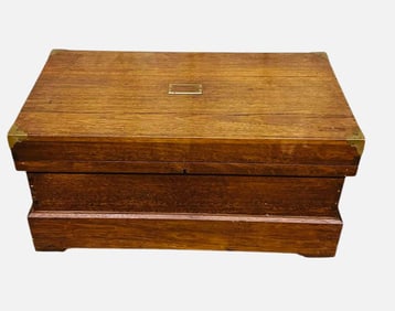 Early Walnut Tool Box With Brass Corners 18"X32"X16"