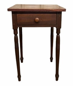 Early Cherry Federal One Drawer Work Table On Tall Turned Legs 18"X19"X29"