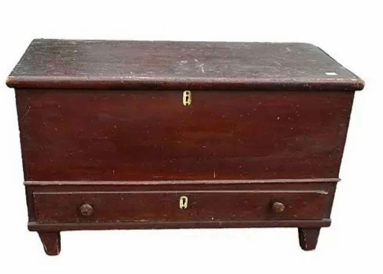 Early Child Size Blanket Chest In Old Red Paint (1 of 3)