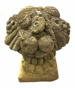 Early Stone Or Concrete Ornamental Garden Floral Basket 10"X10"X13"