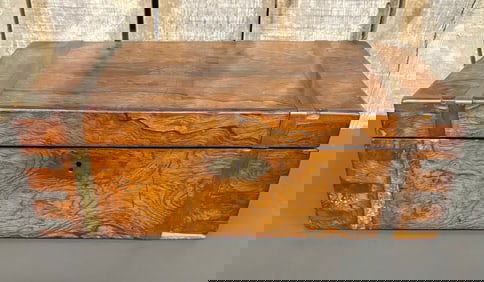 Victorian Burr Walnut And Brass Bound Writing Box C. 1860's Measuring 10"X20"X7"