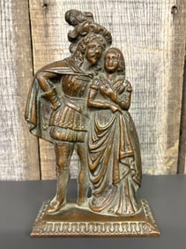 Solid Brass Or Bronze Sculpture Depicting Romeo And Juliet; Embracing Couple From Shakespeare's