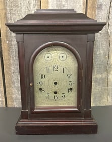 Antique Junghans German Mahogany Mantel Clock C. 1920s Without Internal Components 7"X11"X17"